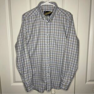 Onward Reserve Size Medium Flannel Reserve Label Light Blue Plaid Windowpane EUC